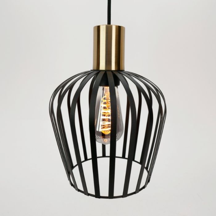 Zwarte industriële hanglamp staal, Insaf