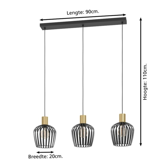 Zwarte industriële hanglamp staal, Insaf