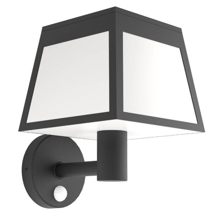 Zwarte buiten wandlamp op zonne-energie kunststof, Imelda, 7,5W, 3000K LED, IP65