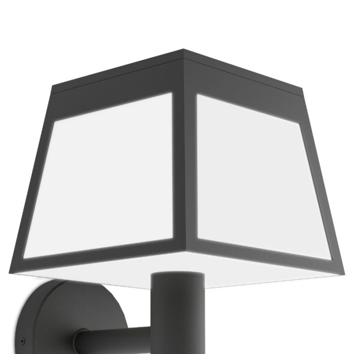 Zwarte buiten wandlamp op zonne-energie kunststof, Imelda, 7,5W, 3000K LED, IP65