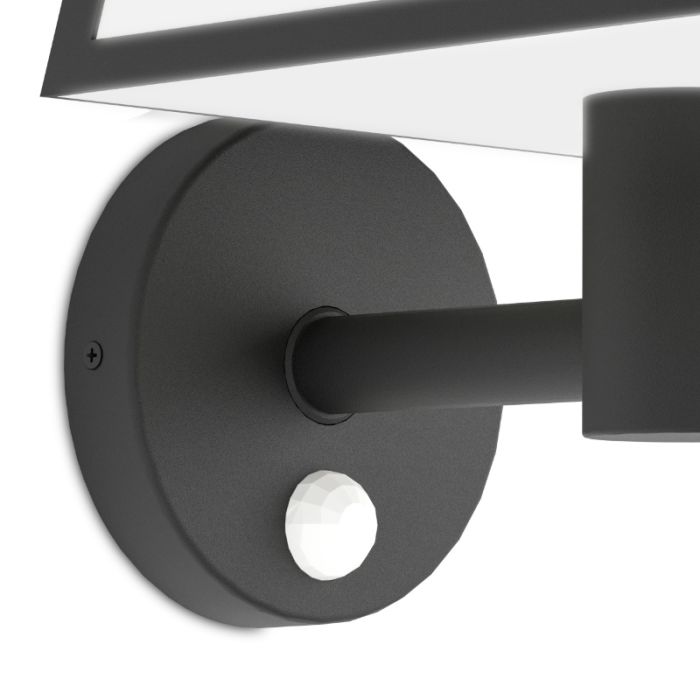Zwarte buiten wandlamp op zonne-energie kunststof, Imelda, 7,5W, 3000K LED, IP65