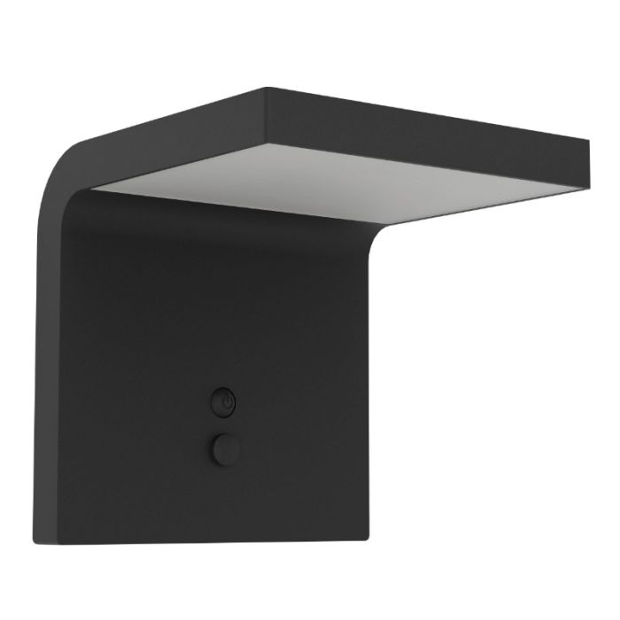Zwarte buiten wandlamp op zonne-energie kunststof, Huseyin, 6,5W, 4000K LED, IP65