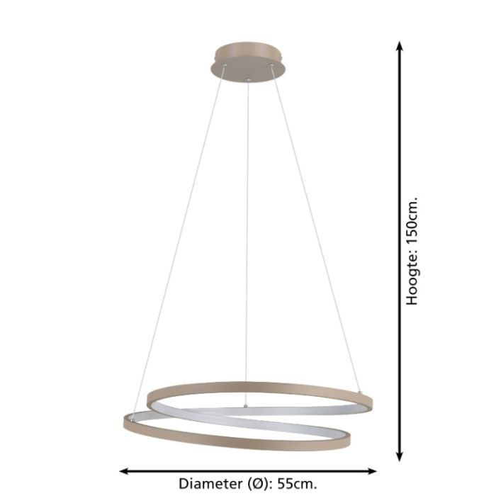 Beige moderne hanglamp aluminium, Ties, 36W, 3000K LED