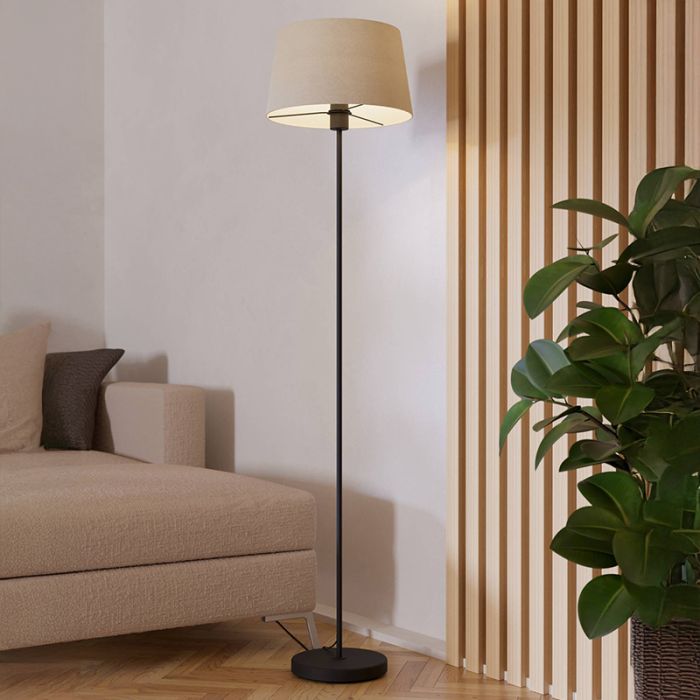Zwarte moderne vloerlamp stof, Siham, met schakelaar