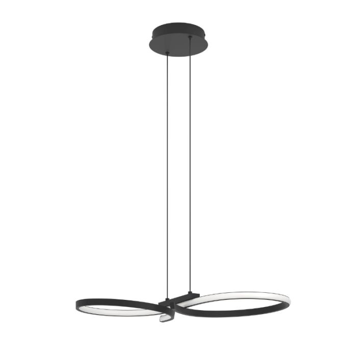 Zwarte moderne hanglamp aluminium, Thekla, 21W, 3000K LED