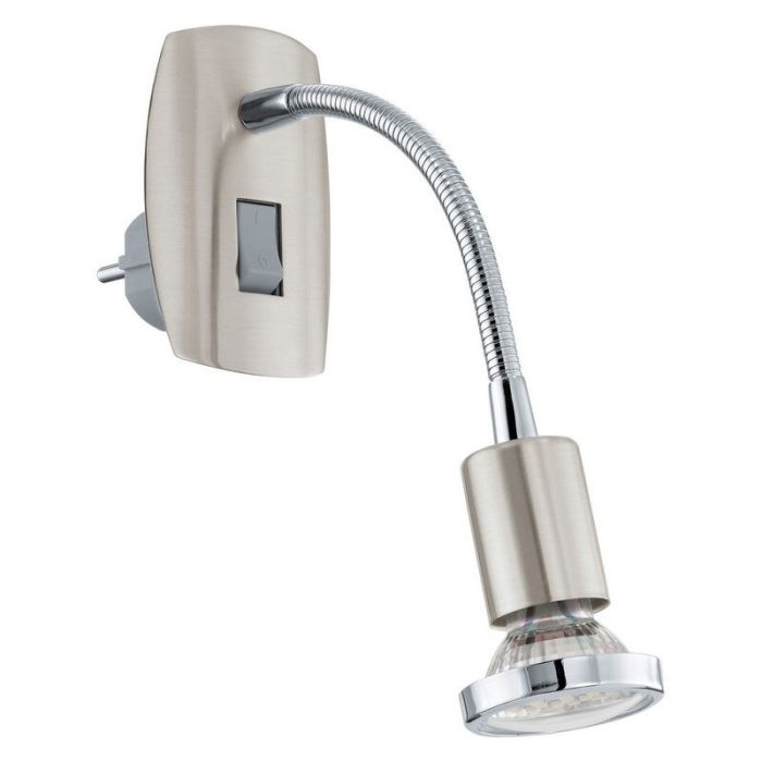 Nikkelen stopcontact wandlamp metaal, Alejandra, met schakelaar