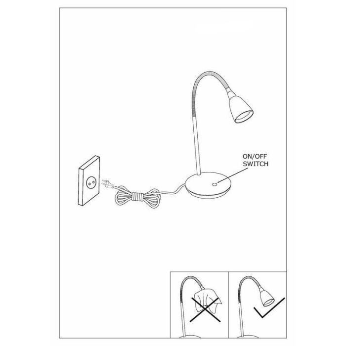 Witte bureaulamp kunststof, Matteo, 3W, 3000K LED, met schakelaar