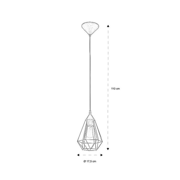Zwarte industriële hanglamp metaal, Costel