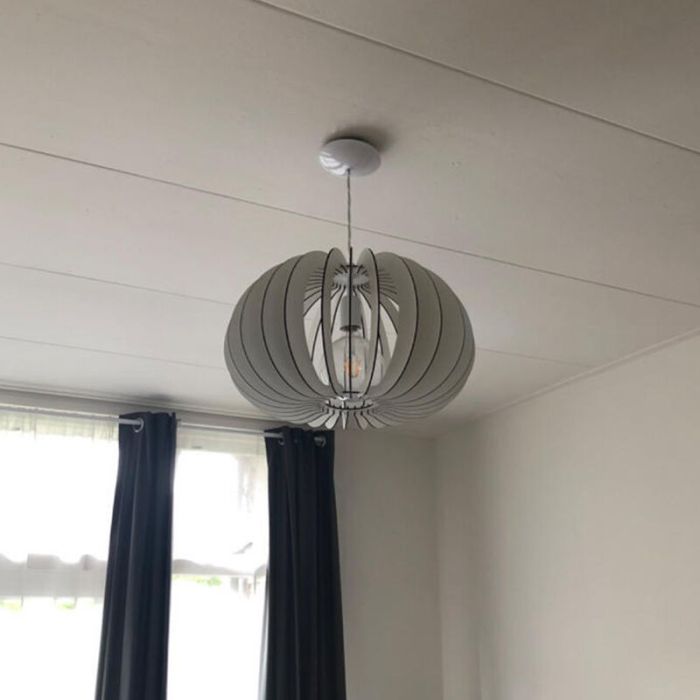 Witte landelijke hanglamp hout, Bergama