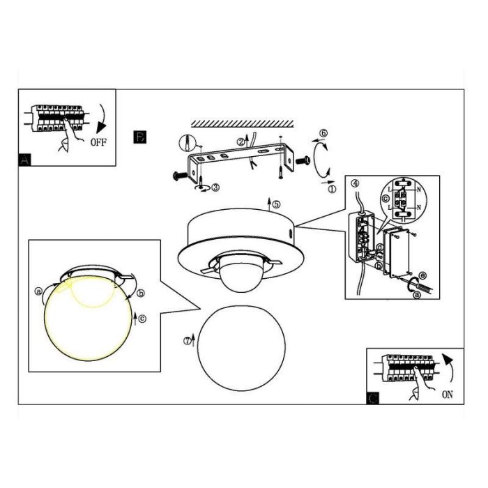 Chromen moderne plafondlamp glas, Escha, 3W, 3000K LED, IP44