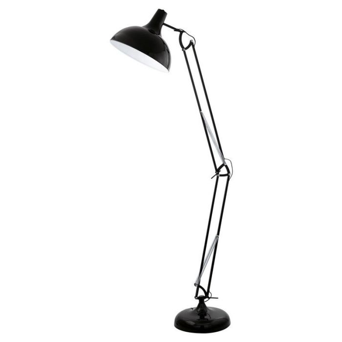 Zwarte industriële vloerlamp metaal, Josha, met schakelaar