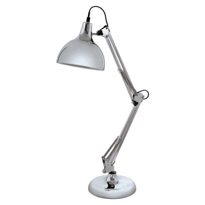 Chromen industriële bureaulamp metaal, Josha, met schakelaar