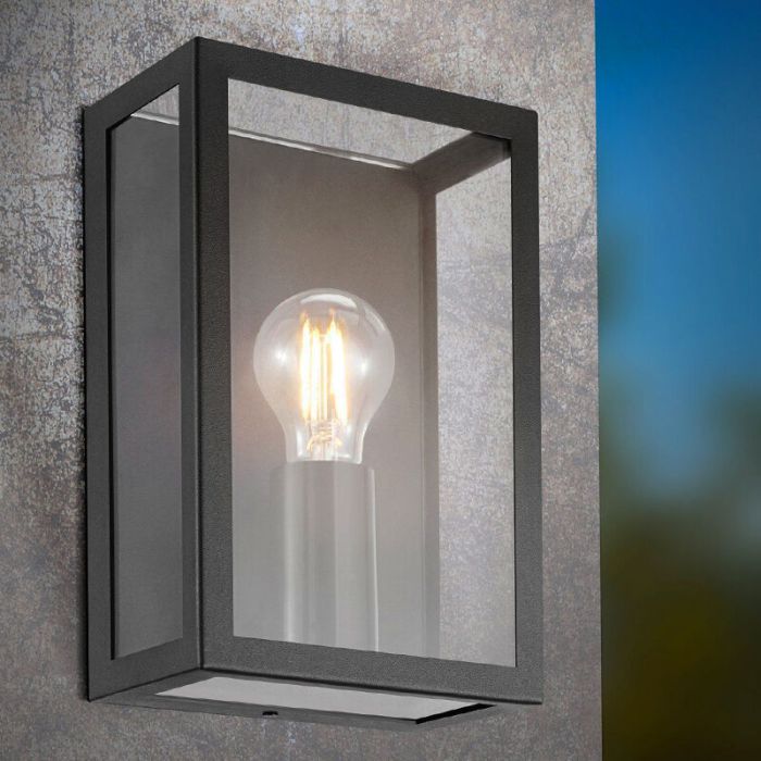 Zwarte industriële buitenlamp staal, Alihan, IP44