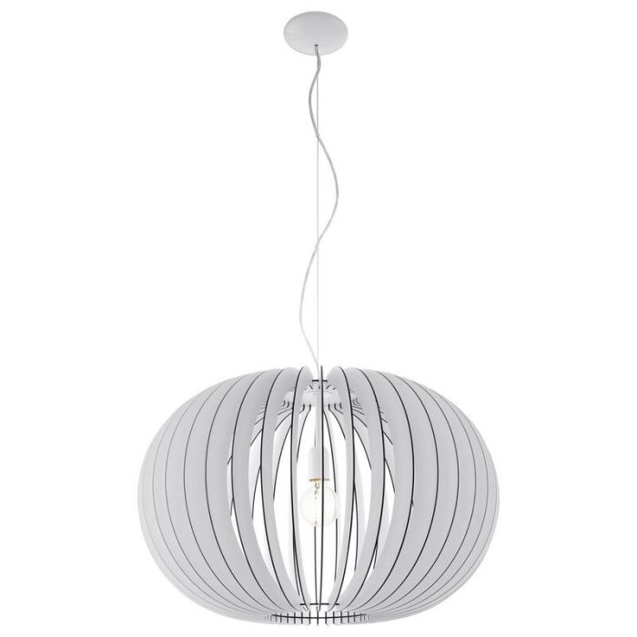 Witte landelijke hanglamp hout, Kiran