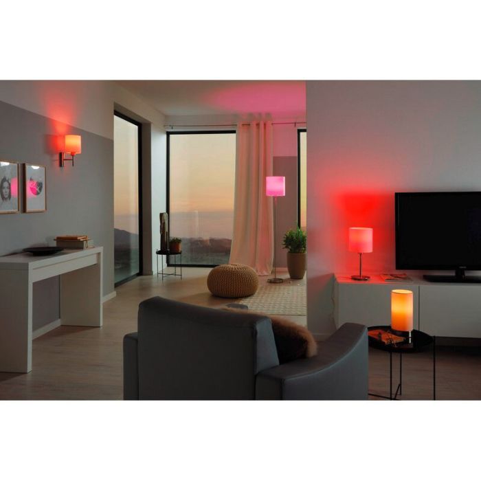 Witte moderne tafellamp stof, Abano, met touchdimmer