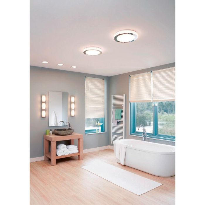 Chromen plafondlamp kunststof, Amina, 16W, 3000K LED, IP44