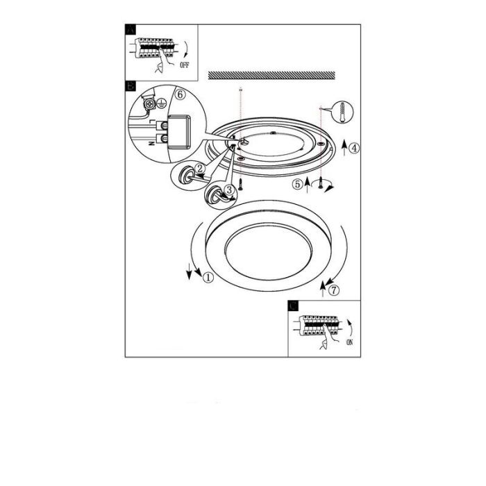 Chromen plafondlamp kunststof, Amina, 16W, 3000K LED, IP44