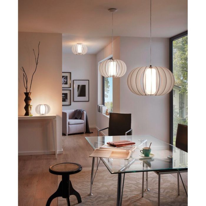Witte landelijke hanglamp hout, Kiran, 50 cm