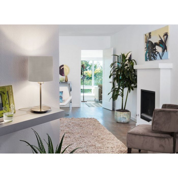 Taupe moderne tafellamp stof, Abano, met schakelaar
