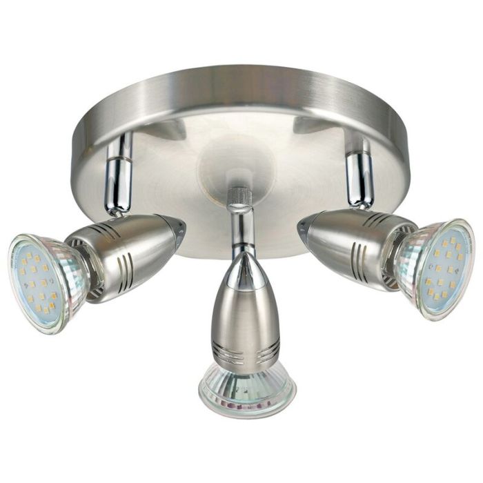 Nikkelen plafondspot Elwin, staal, 3 lampen