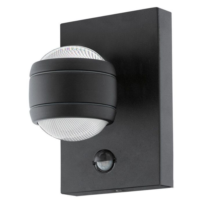 Zwarte buiten wandlamp met bewegingssensor kunststof, Bastien, IP44