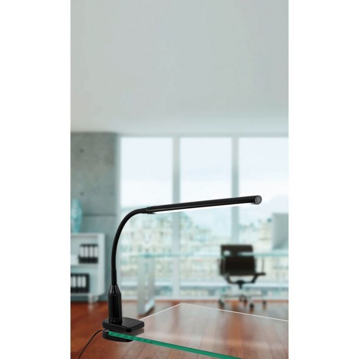 Zwarte moderne klemlamp kunststof, Brennan, 4W, 4000K LED, met schakelaar