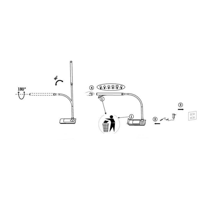 Zwarte moderne bureaulamp kunststof, Brennan, 5W, 4000K LED, met touchdimmer