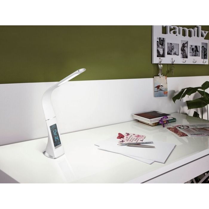 Witte moderne bureaulamp kunststof, Malissa, 3W, 5000K LED, met schakelaar
