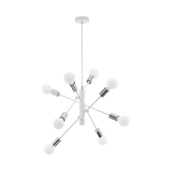 Witte hanglamp staal, Pauline