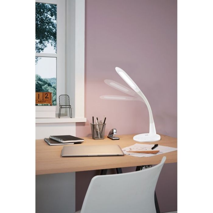 Witte tafellamp Yannis, kunststof, met verstelbare lichtkleur