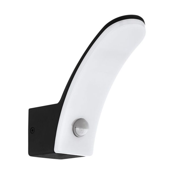 Zwarte moderne buitenlamp met bewegingssensor, Oskar, aluminium, IP44