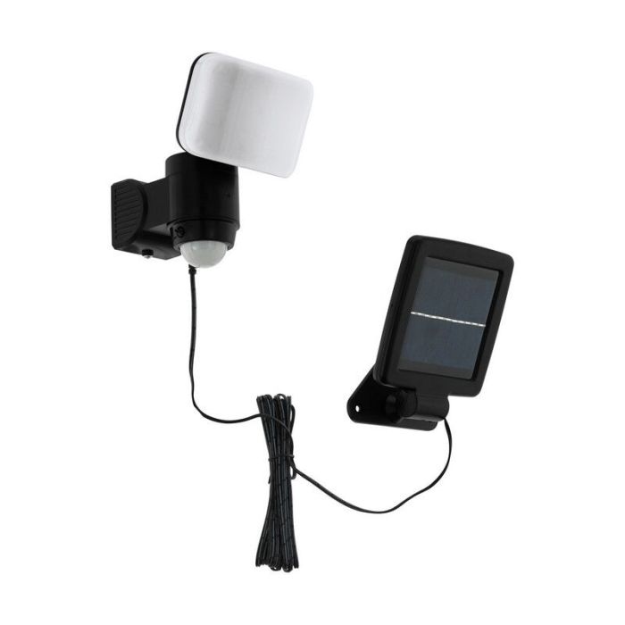 Zwarte buiten wandlamp op zonne-energie kunststof, Frits, 5W, 6500K LED, IP44