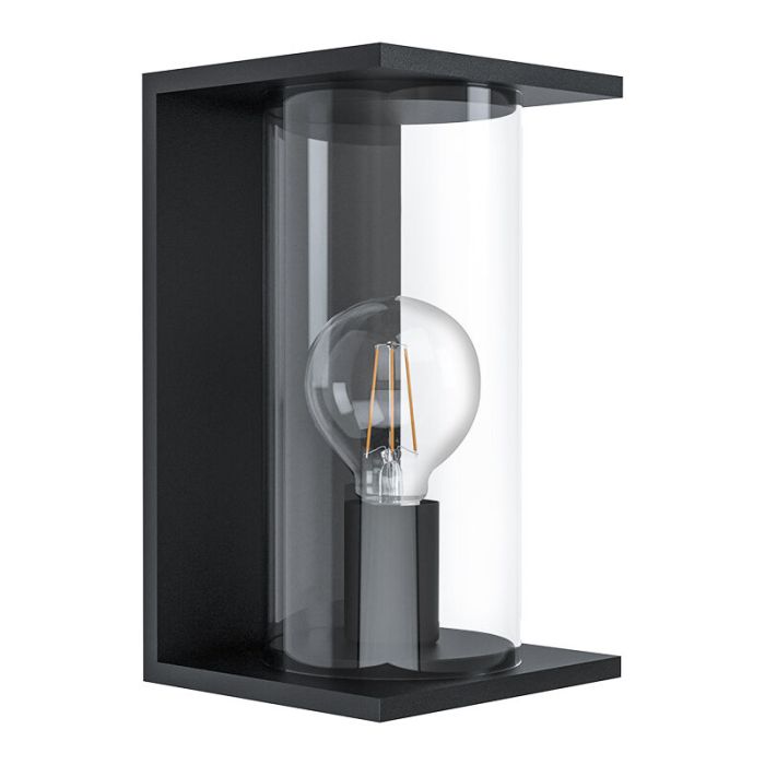 Zwarte moderne buitenlamp, Laszlo, staal, IP54