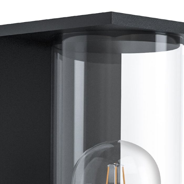 Zwarte moderne buitenlamp, Laszlo, staal, IP54