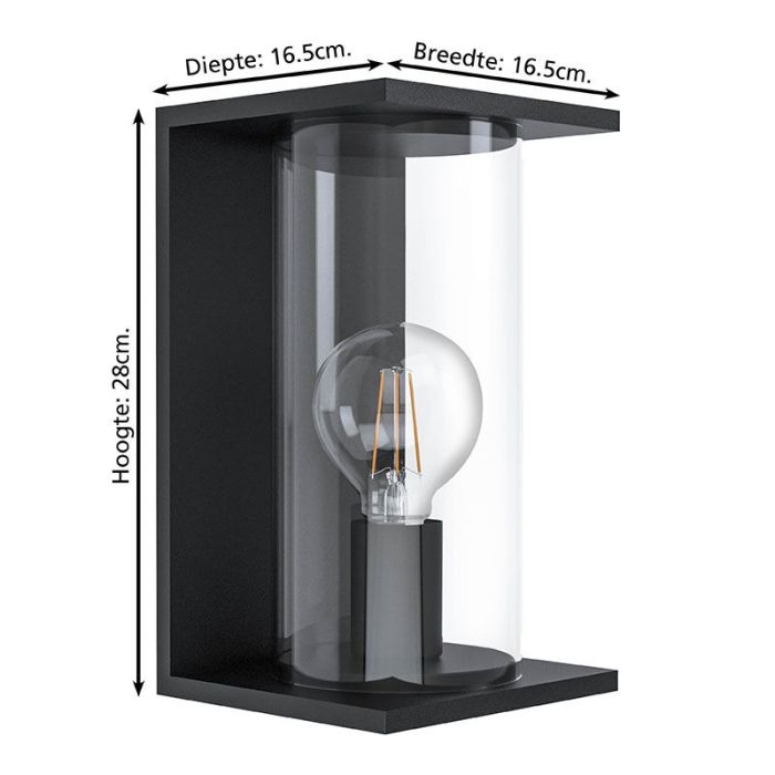 Zwarte moderne buitenlamp, Laszlo, staal, IP54