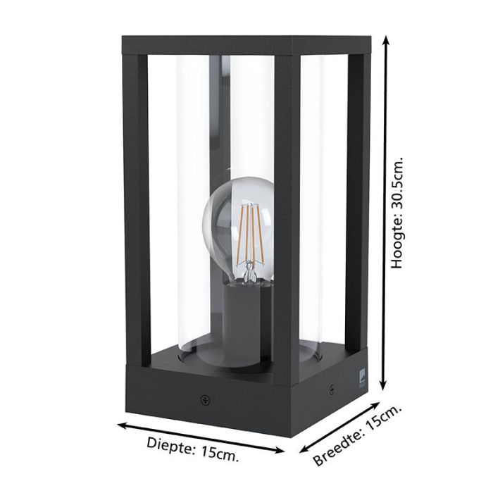 Zwarte moderne buitenlamp, Laszlo, aluminium, IP54