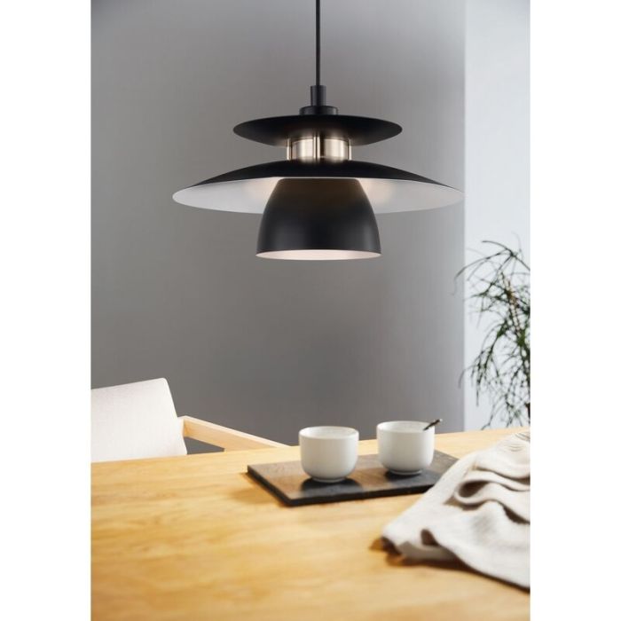 Zwarte design hanglamp staal, Lariana