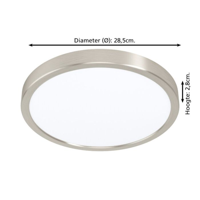 Nikkelen smart plafondlamp kunststof, Geraldo, 19,5W, warm tot koud wit verstelbare LED, IP44