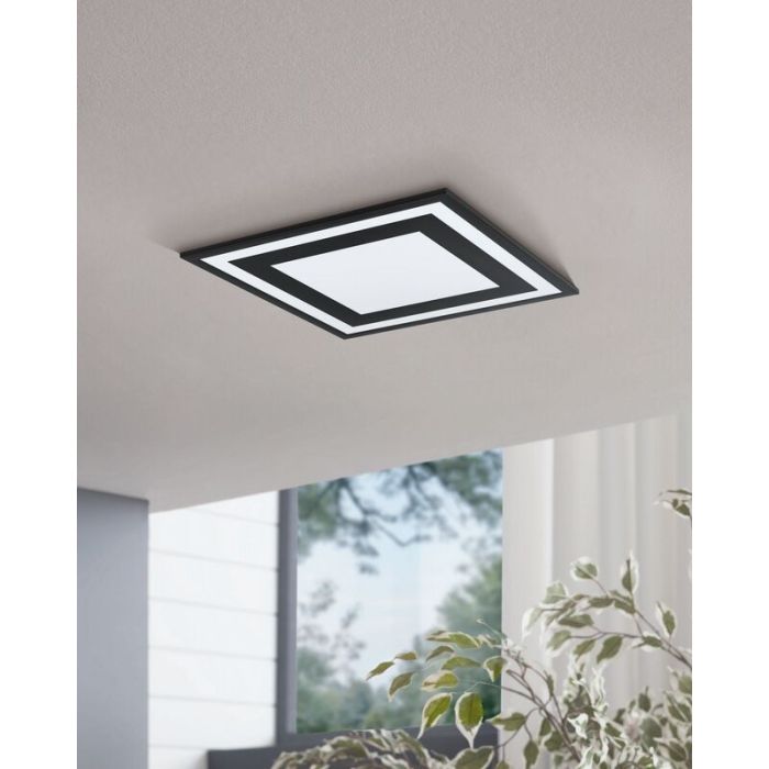 Zwarte moderne plafonniere, Tirzah, aluminium, 24w 4000K (wit) LED