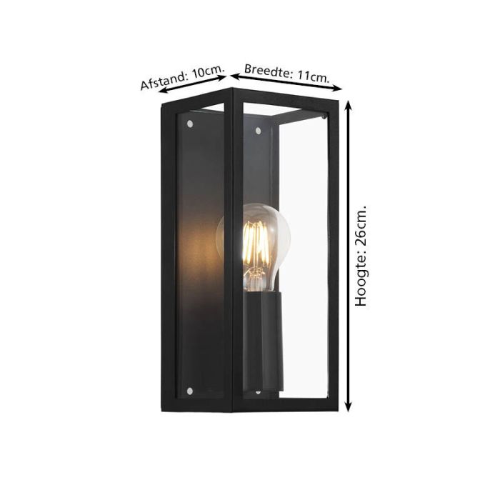 Zwarte moderne badkamer wandlamp glas, Amadou, IP44