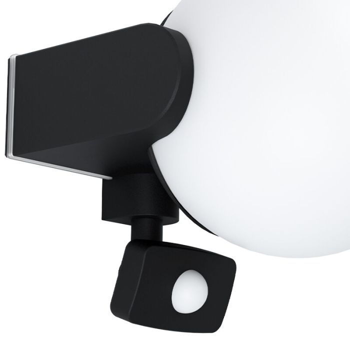 Zwarte moderne buitenlamp met bewegingssensor, Lydia, aluminium, met bewegingssensor