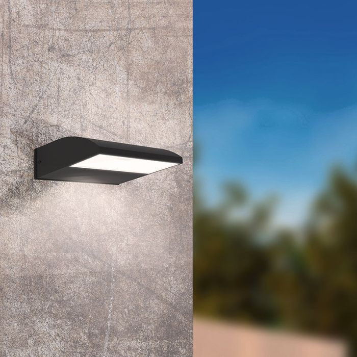Zwarte moderne buitenlamp, Samuel, aluminium, 10,5w 3000K (warm wit) LED