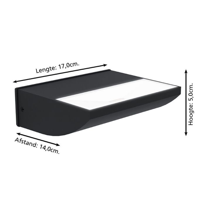 Zwarte moderne buitenlamp, Samuel, aluminium, 10,5w 3000K (warm wit) LED