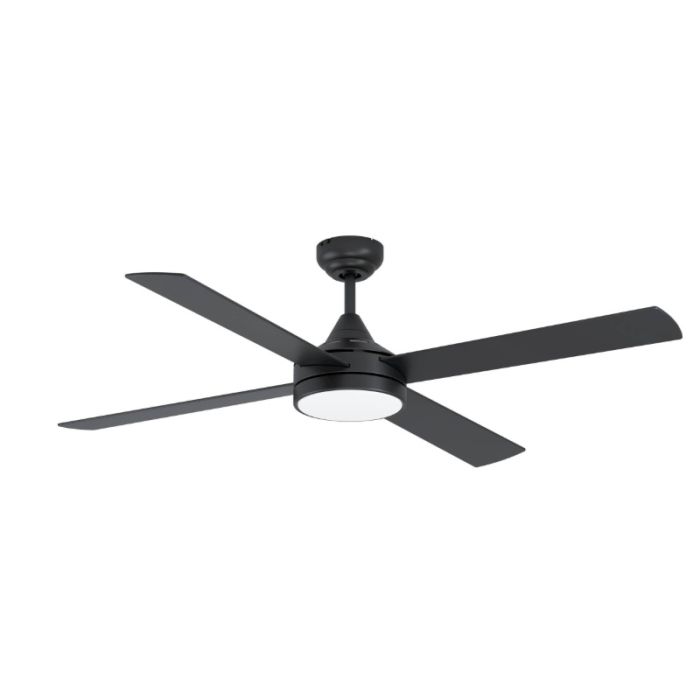 Zwarte moderne plafondventilator staal, Perrine, 20W, warm tot koud wit verstelbare LED, met afstandsbediening