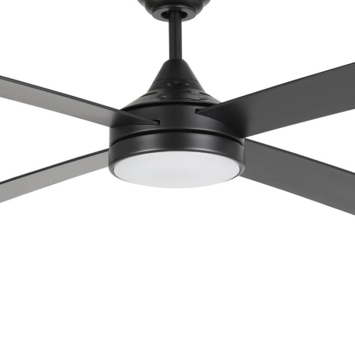 Zwarte moderne plafondventilator staal, Perrine, 20W, warm tot koud wit verstelbare LED, met afstandsbediening