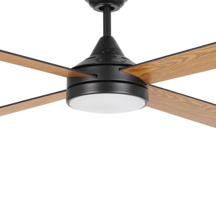 Zwarte moderne plafondventilator staal, Perrine, 20W, warm tot koud wit verstelbare LED, met afstandsbediening