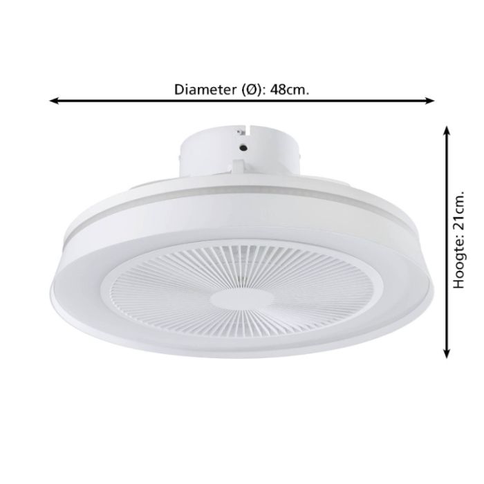 Witte moderne plafondventilator kunststof, Najma, 25,2W, RGBW LED, met afstandsbediening