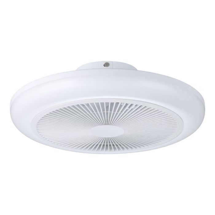 Witte moderne plafondventilator kunststof, Henny, 5,2W, warm tot koud wit verstelbare LED, met afstandsbediening