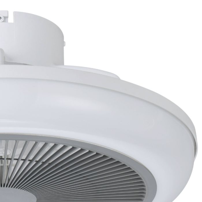 Witte moderne plafondventilator kunststof, Henny, 5,2W, warm tot koud wit verstelbare LED, met afstandsbediening