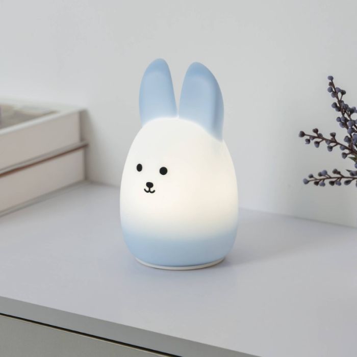 Blauwe kinderkamer tafellamp kunststof, Bunny, 5W, RGBW LED